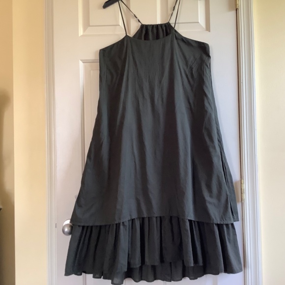 Ralph Lauren Denim & Supply Hi-Low Hem Cotton Midi Dress Ruffle Hem Olive SZ M - Picture 12 of 14